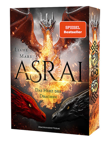 Das Cover zeigt einen feuerspuckenden Drachen, frontal, und darunter den Titel. Es ist in Rot, Orange und Schwarz gehalten.